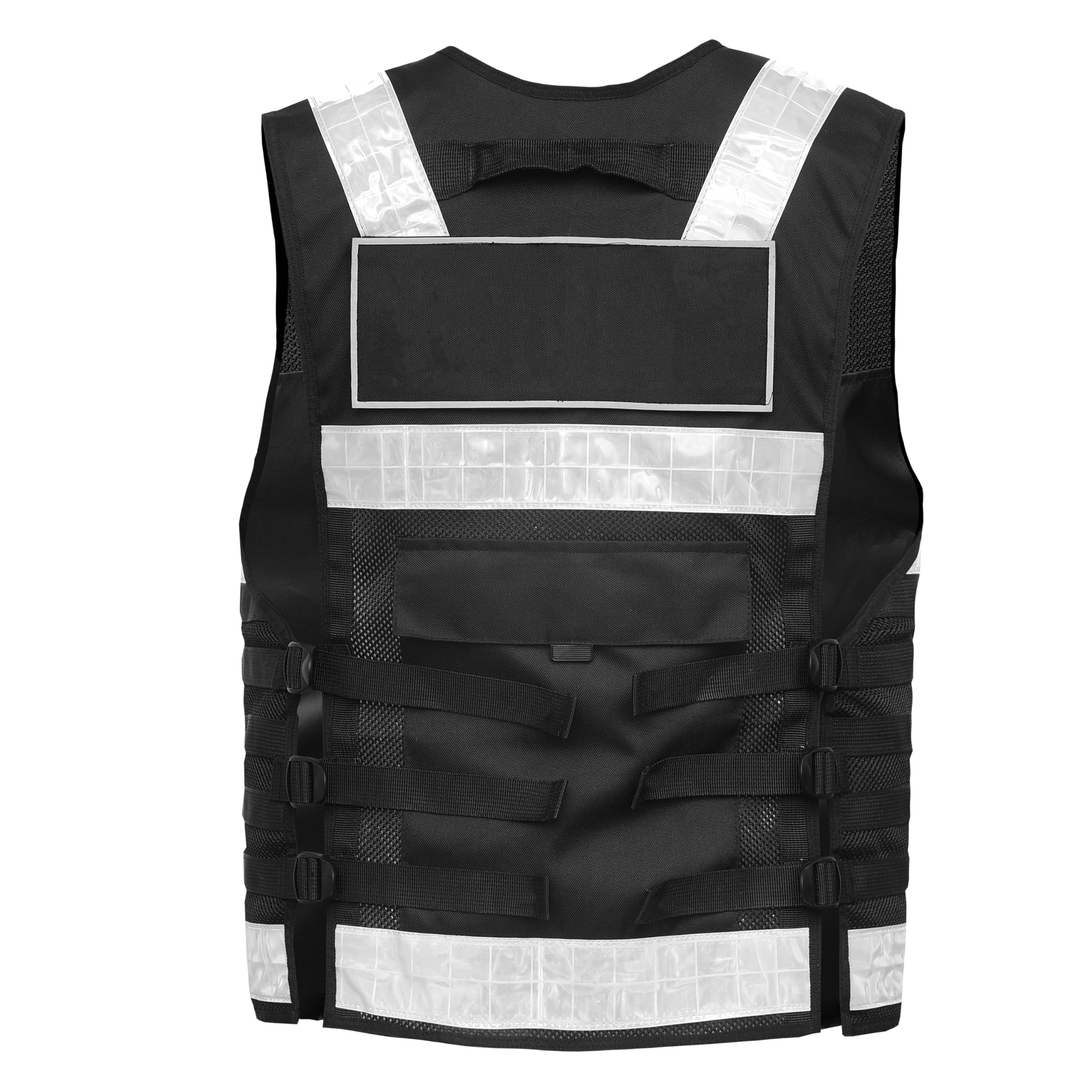 Pielini Sicherheitsweste Multifunktionsweste Kennzeichnungsweste Schutzweste Wachschutzweste Werkschutz Securityweste Einsatzweste Reflektierend Leiste 302 Schwarz +2 Patch