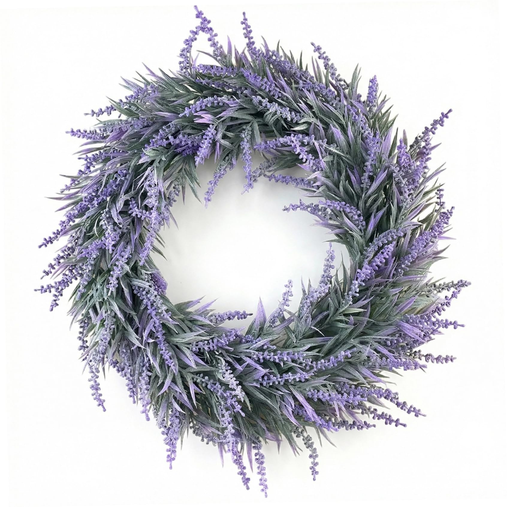 Couronne de lavande artificielle violette 38 cm pour porte d'entree et interieur