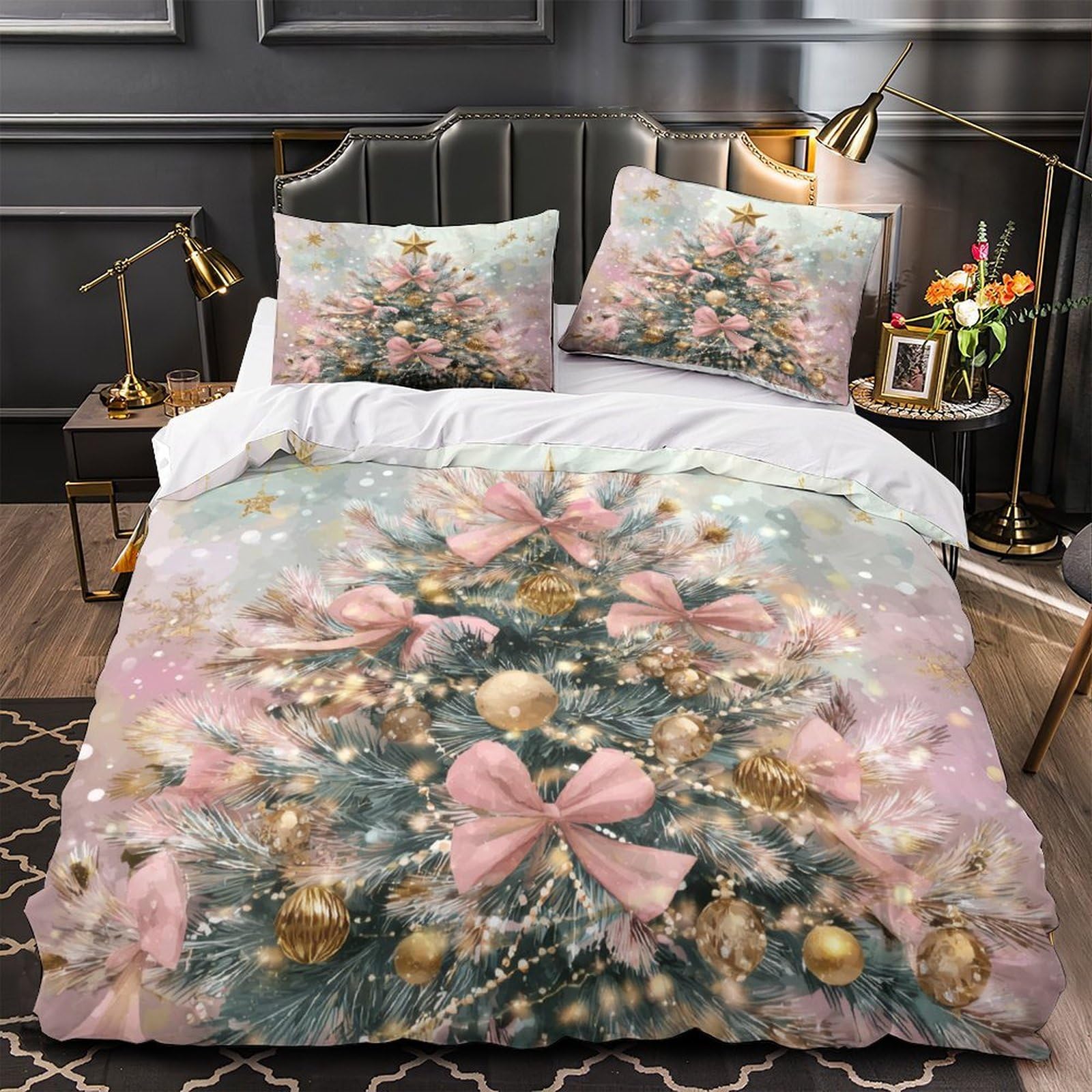 Parure de lit Noël 140x200 housse de couette microfibre hypoallergénique 3D