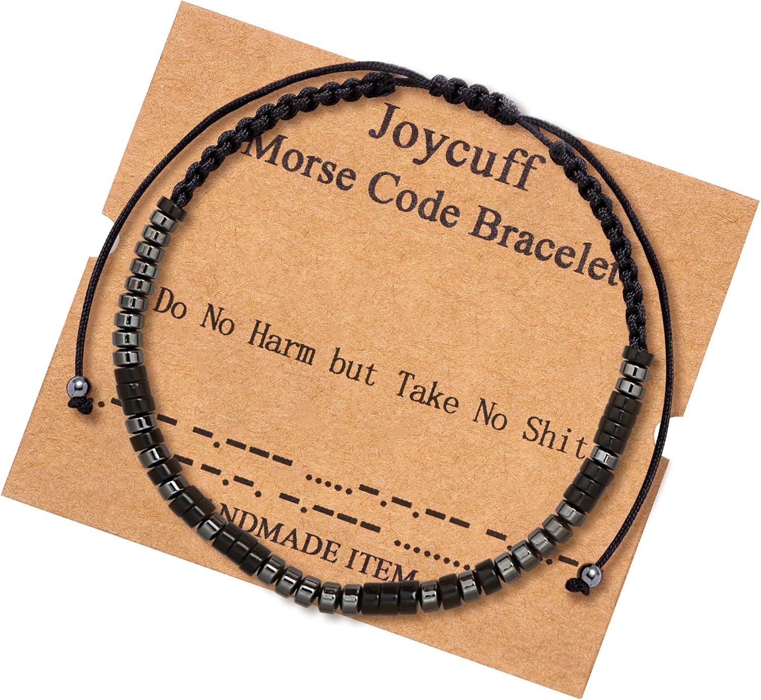 Do No Harm but Take No Shit Strand Inspirational Bracelets for Women Men Black Beads Morse Code Jewelry Funny Unique Female Friends Birthday Christmas Mothers Day Friendship Graduation Gifts: Clothing, Shoes & Jewelry
