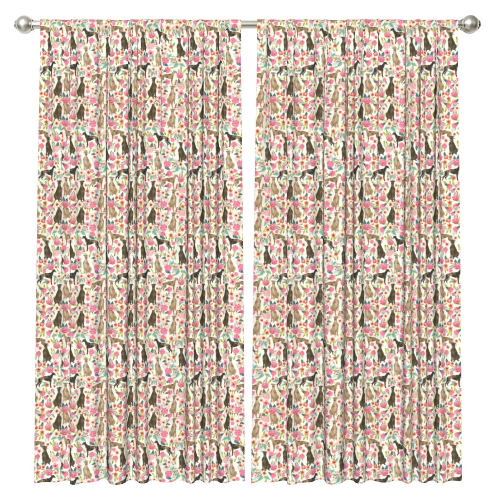 InOmak Greyhound Dog Printed, 2 Panels Window Curtains 52 x 84 Inch Blackout Curtains for Living Room Bedroom