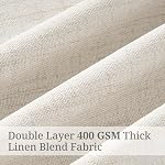 Pinch Pleated 90 Inch Blackout Living Room Curtains 2 Panels Set, Thermal Wide Summer Heat Curtain Thick Linen Blend Warm Sound Dampening Neutral Memory Drapes with Hooks & Rings 50" W x 90" L, Birch