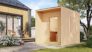 Karibu 73 mm Saunahaus Lejana inkl. Saunaofen mit eingebauter Steuerung 9 kW naturbelassen oder schwarz (naturbelassen)