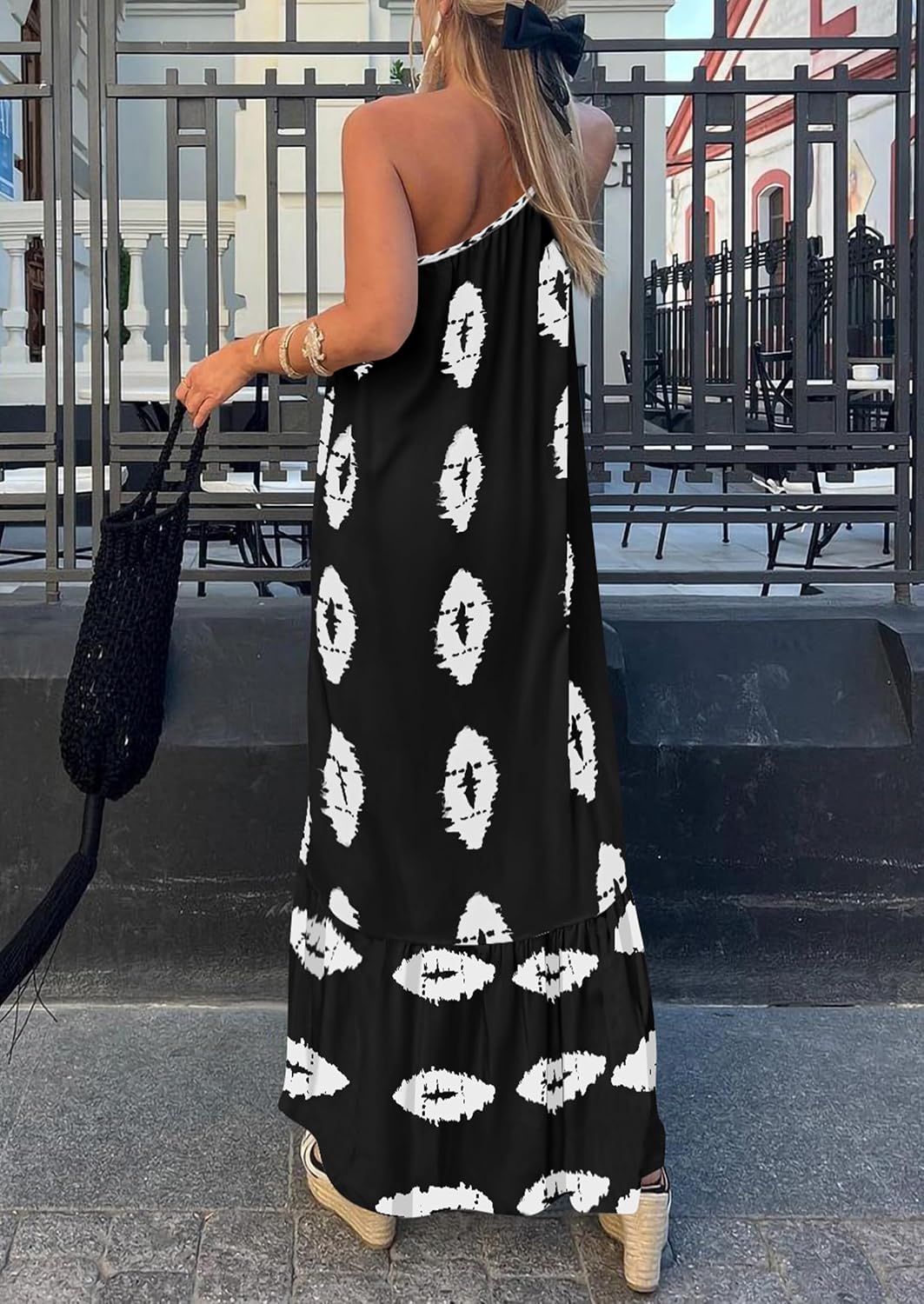 PRETTYGARDEN Women's 2026 Summer One Shoulder Maxi Dress Printed Flowy Boho Long Sundresses Spring Beach Vacation Clothes