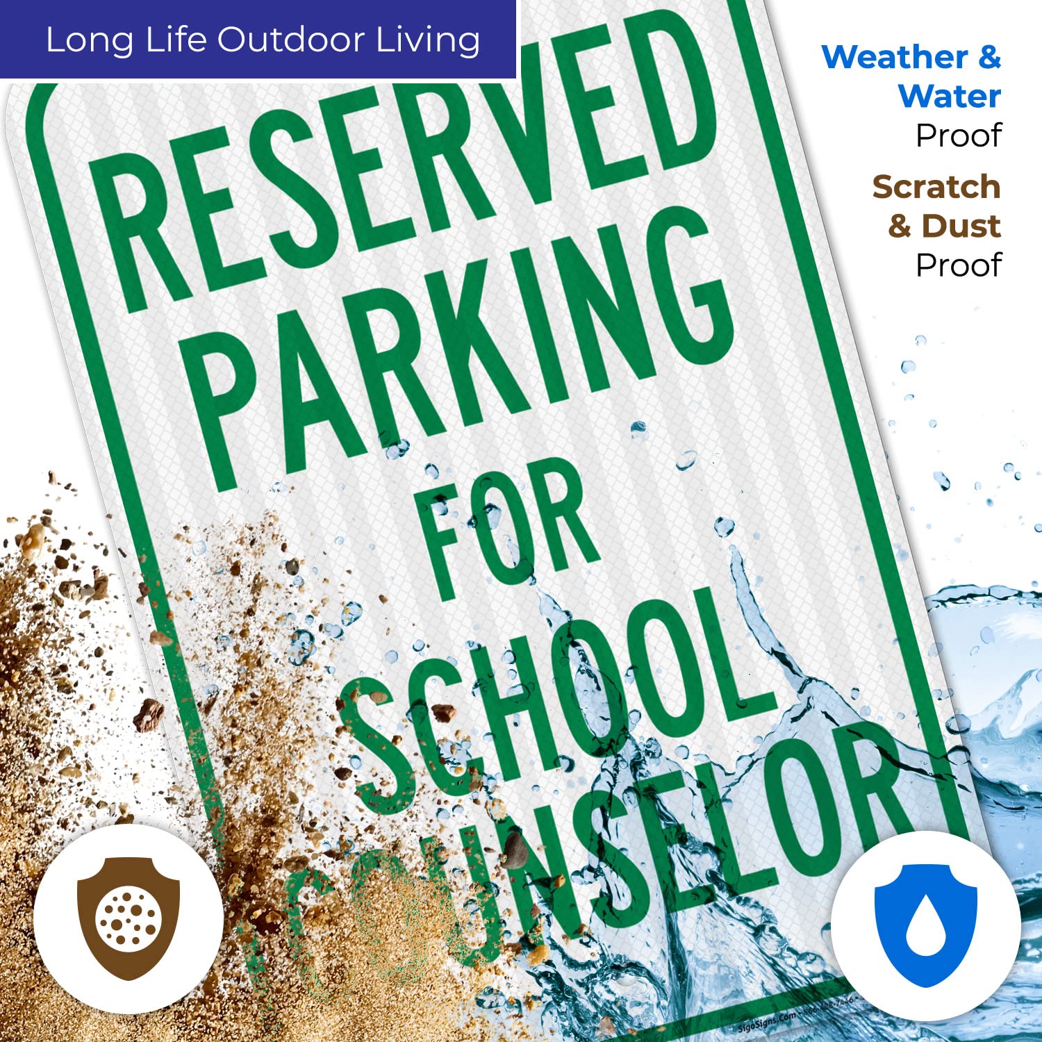 Parking Reserved for School Counselor Sign, 12x18 Inches, 3M EGP Reflective .063 Aluminum, Fade Resistant, Made in USA
