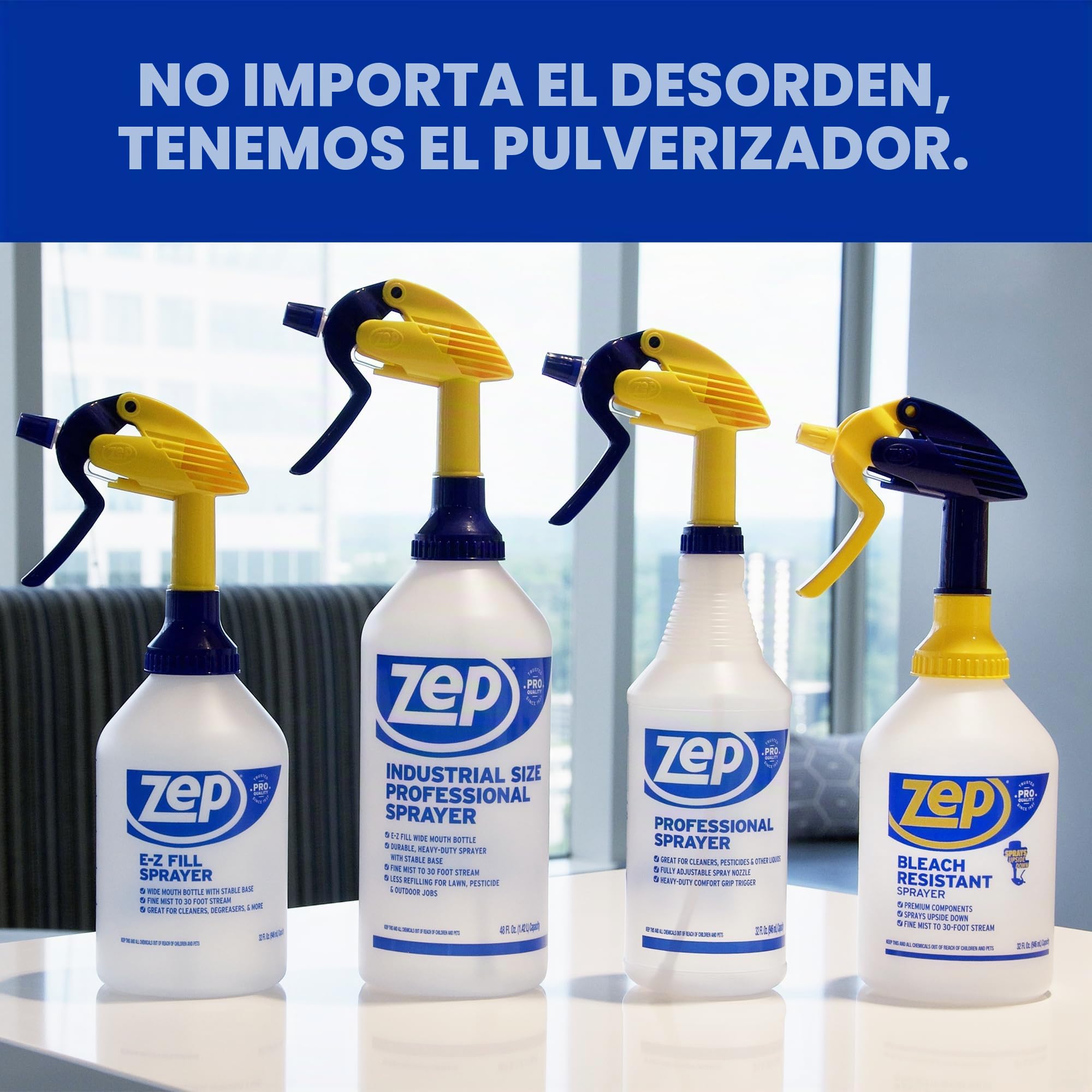 Zep New Bleach Resistant Professional Sprayer 2.0 Bottle 32 Ounces - 30 Foot Spray, Adjustable Nozzle