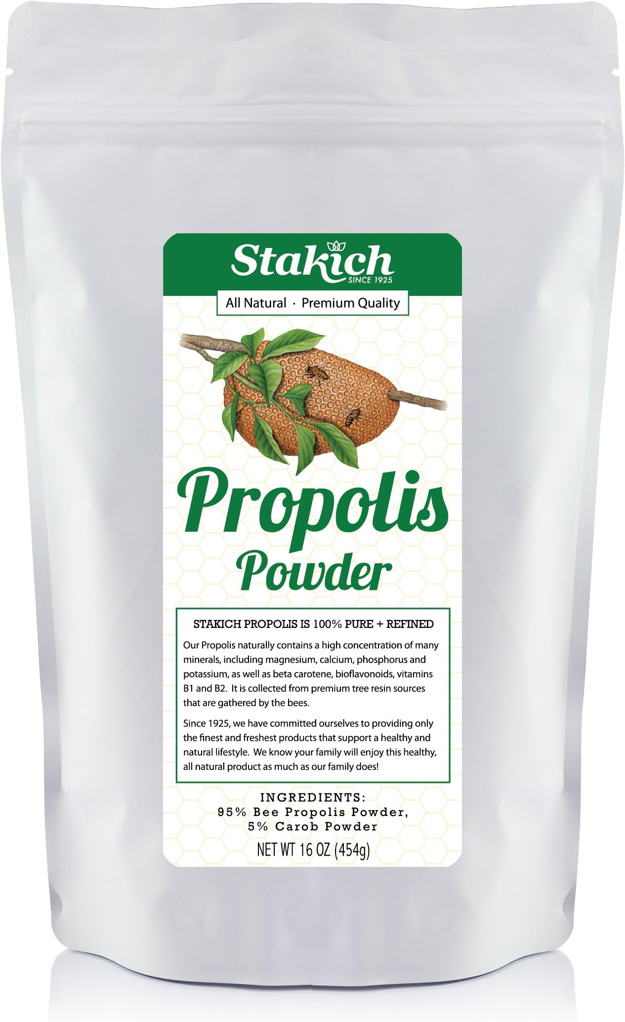 Stakich Bee Propolis Powder - 100% Pure Propolis - 1 Pound (16 Ounces)