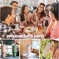 Vista 6 de AUAUY 4 fundas de popote para vasos Stanley de 40 onzas y 30 onzas, cubiertas de paja reutilizables, cubiertas rosadas