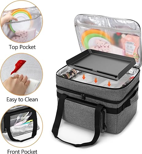 Miniatura 10 de Luxja Bolsa aislada de cocción lenta (con una almohadilla inferior y asas laterales) para olla de cocción lenta ovalada de 6 a 8 cuartos de galón,