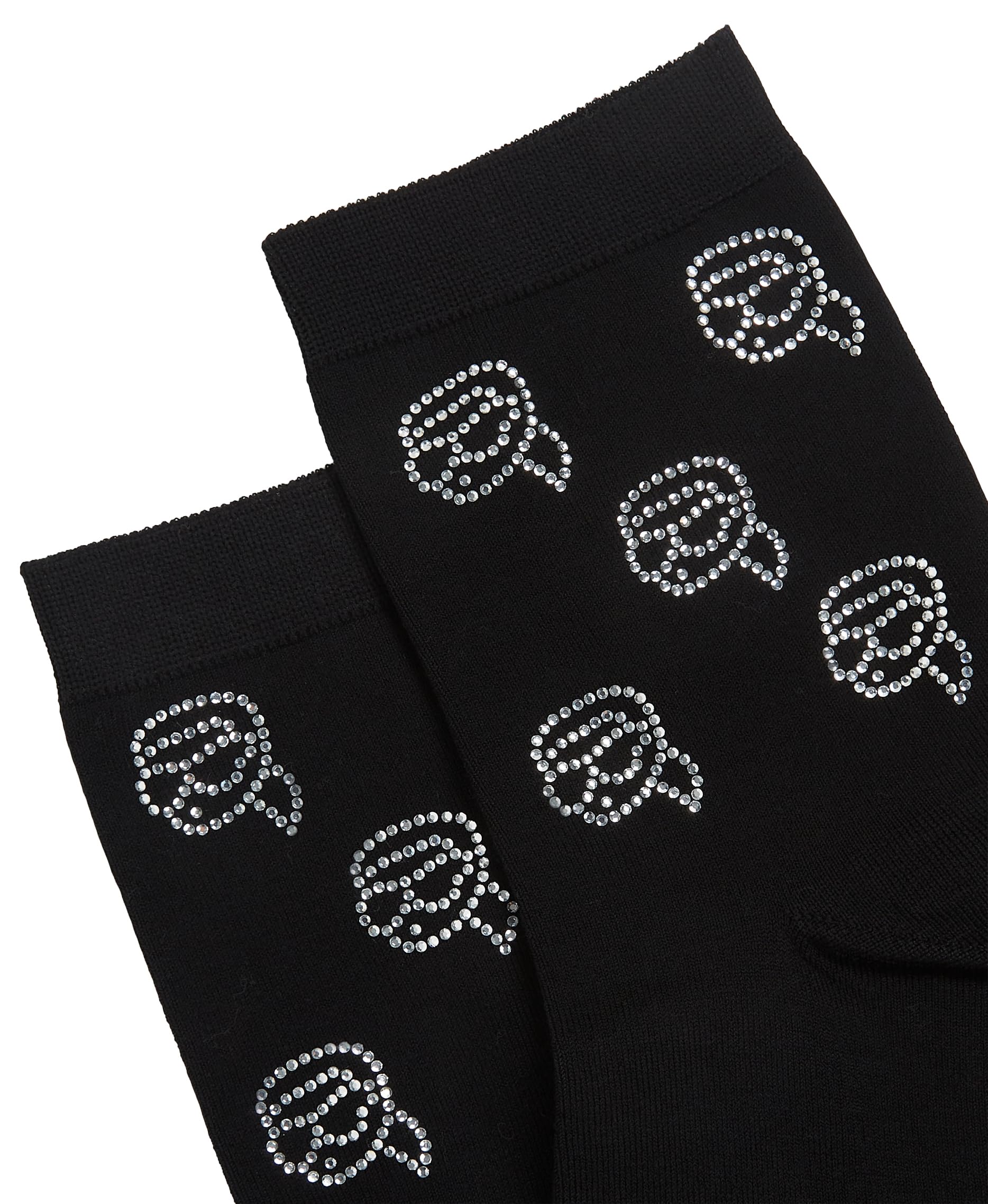 KARL LAGERFELD B.V Ikon Rhinestone Sock (2 sztuki) BLACK/CREAM, One Size, czarny/kremowy., Rozmiar uniwersalny