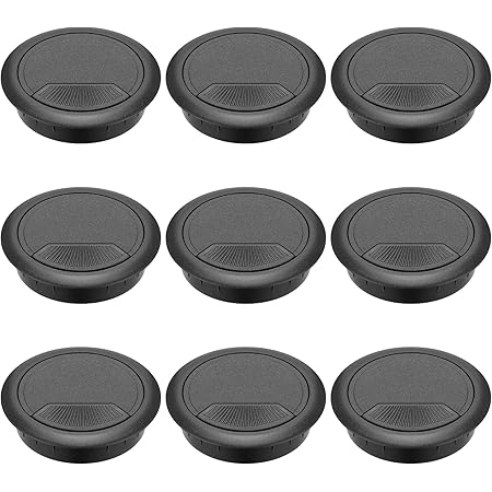 Passe Câble Bureau Lectorias 10Pcs Passe Cable Bureau 60 Mm, Cache Trou Rond Avec 1 Scie Cloche, Passage De Cu00e2bles Table, Organiseur De Fil En Plastique Fils Ordinateur Pour Tables Maison Bureaux