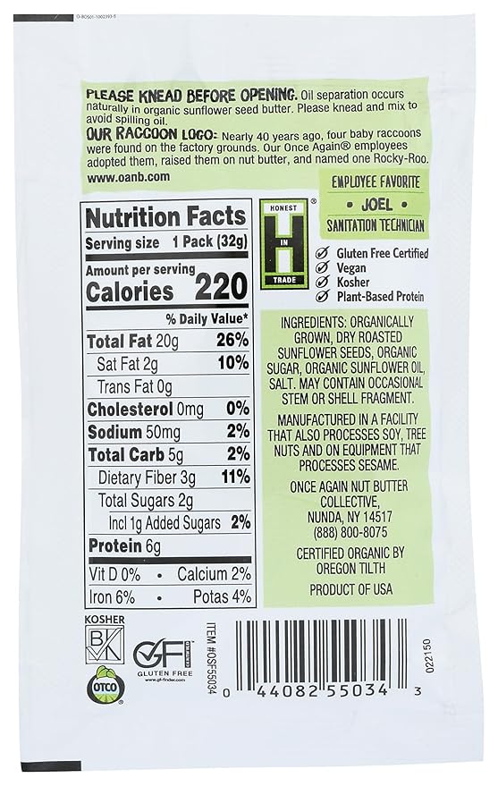 Mantequilla de Semillas de Girasol Orgánica Once Again, 1.15 oz miniatura 2