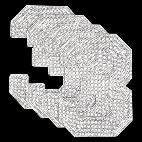 ORIGACH 20cm 4 Stück Große Strass Flicken Mit Der Zahl 3 Selbstklebende Glitzern