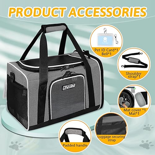 Miniatura 16 de Petskd Transportador de mascotas de 17 x 13 x 9.5 pulgadas, aprobado por aerolíneas suroestes, bolsa de viaje para gatos pequeños y perros
