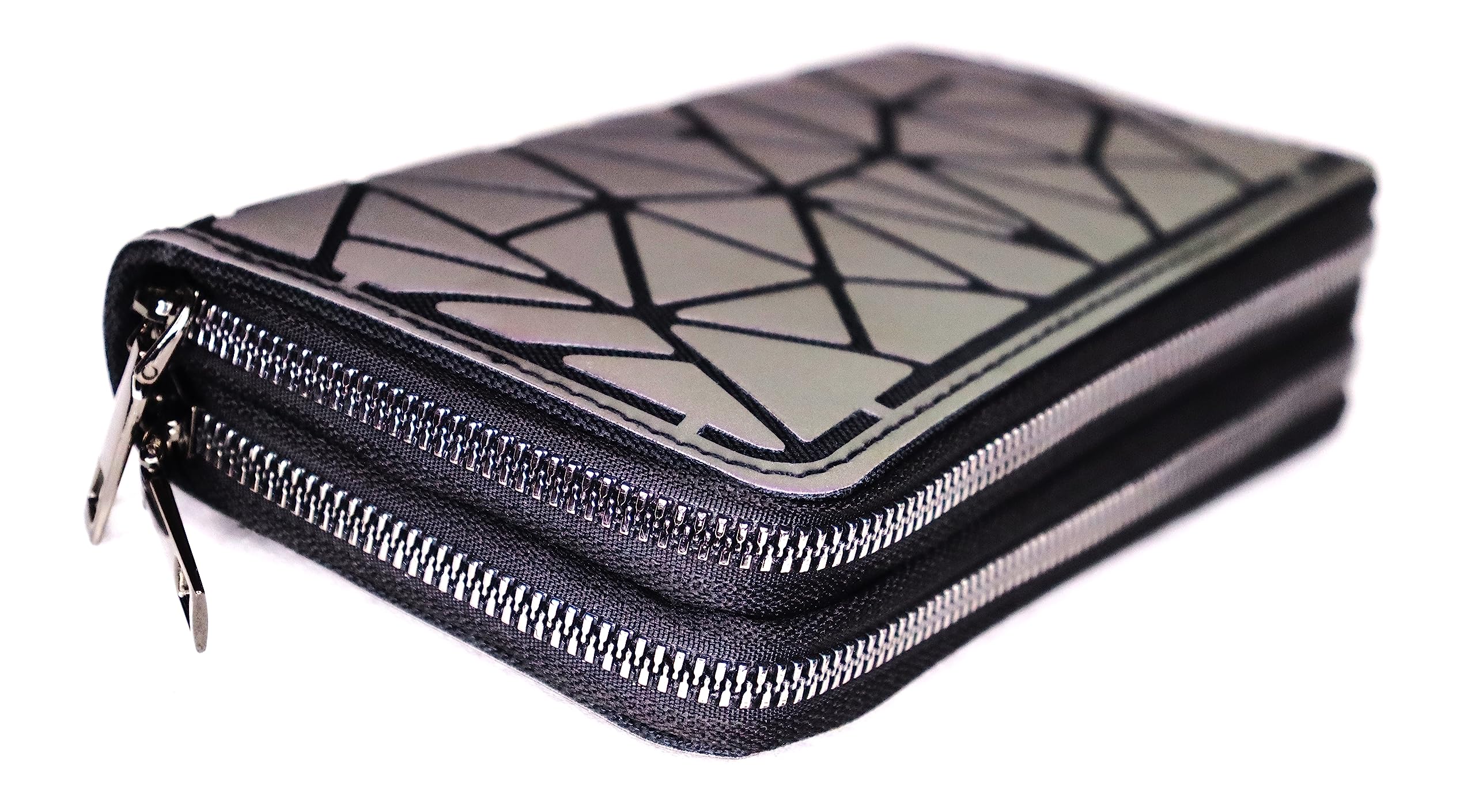 ANESHA Holographic Big Size Leather Clutch Crown Women's Wallet | Unisex Wallet with Credit Card & Mobile Holder Double Zipper Pack of 1 (8 x 4 x 2 Inches)-image-31