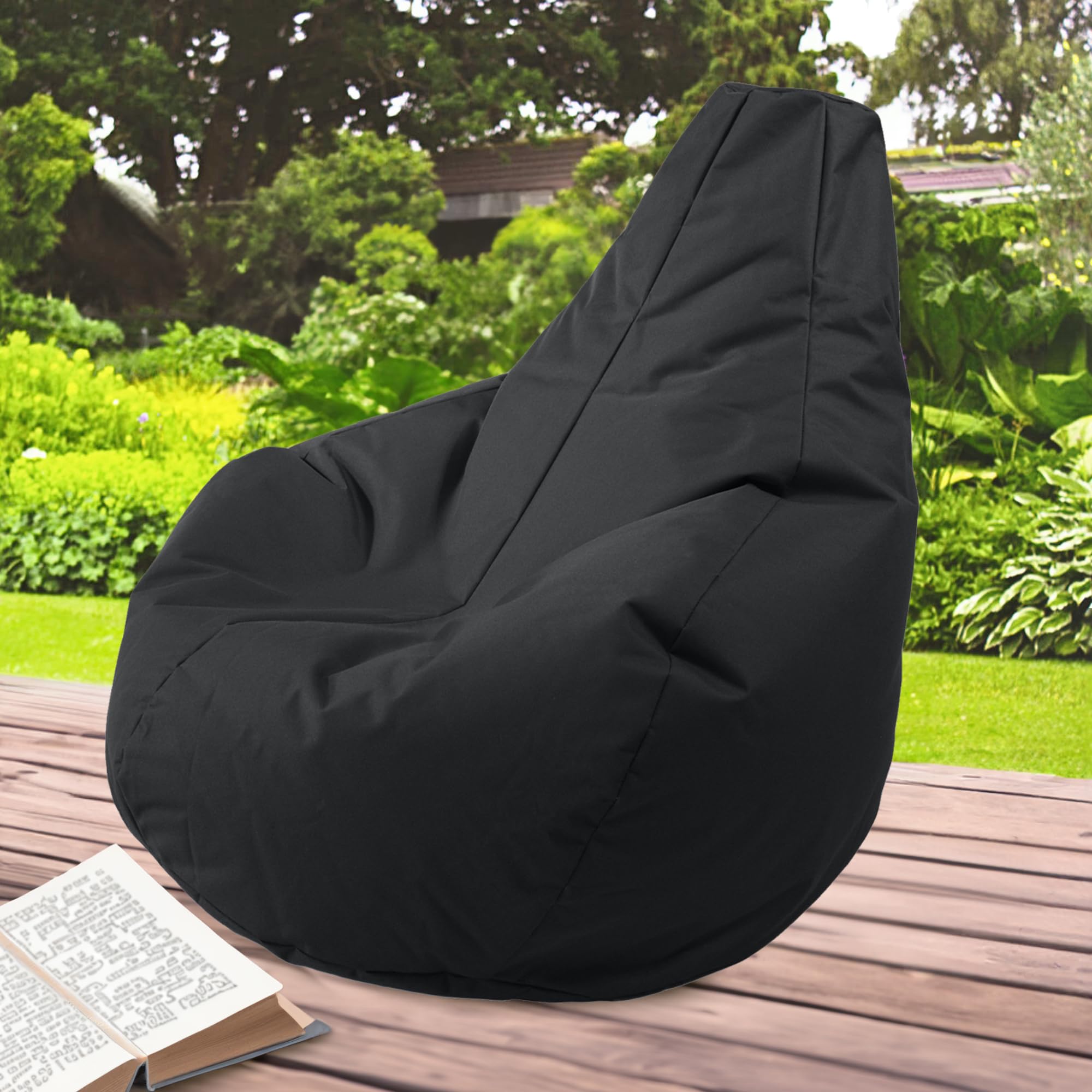Outdoor & Indoor Sitzsack Gamer mit EPS-Perlen Füllung, Puff, Relax-Sessel, Sitzkissen, Bodenkissen, Bean Bag, 225L Schwarz