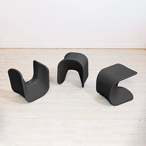 Miniatura 10 de ECR4Kids Asiento ondulado, altura del asiento de 14 a 15.1 pulgadas, taburete de perca, negro, paquete de 2