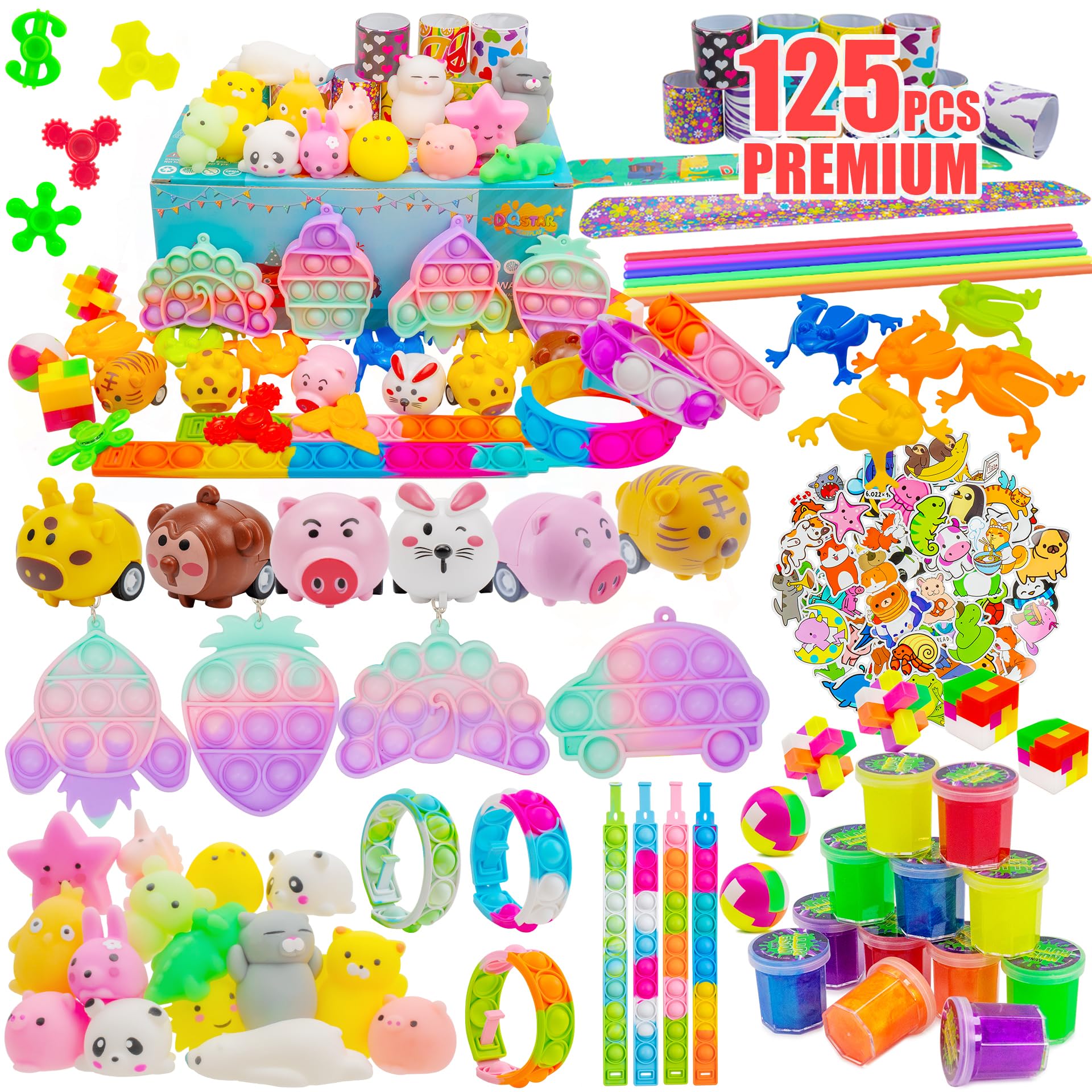 DQstar Party Favors Toy for Kids 4-8-12, Treasure Box Prizes for Classroom, Goodie Bags Stuffers, Prize Box Toys, Birthday Party Gifts, Carnival Prizes, Pinata Fillers, Treasure Chest