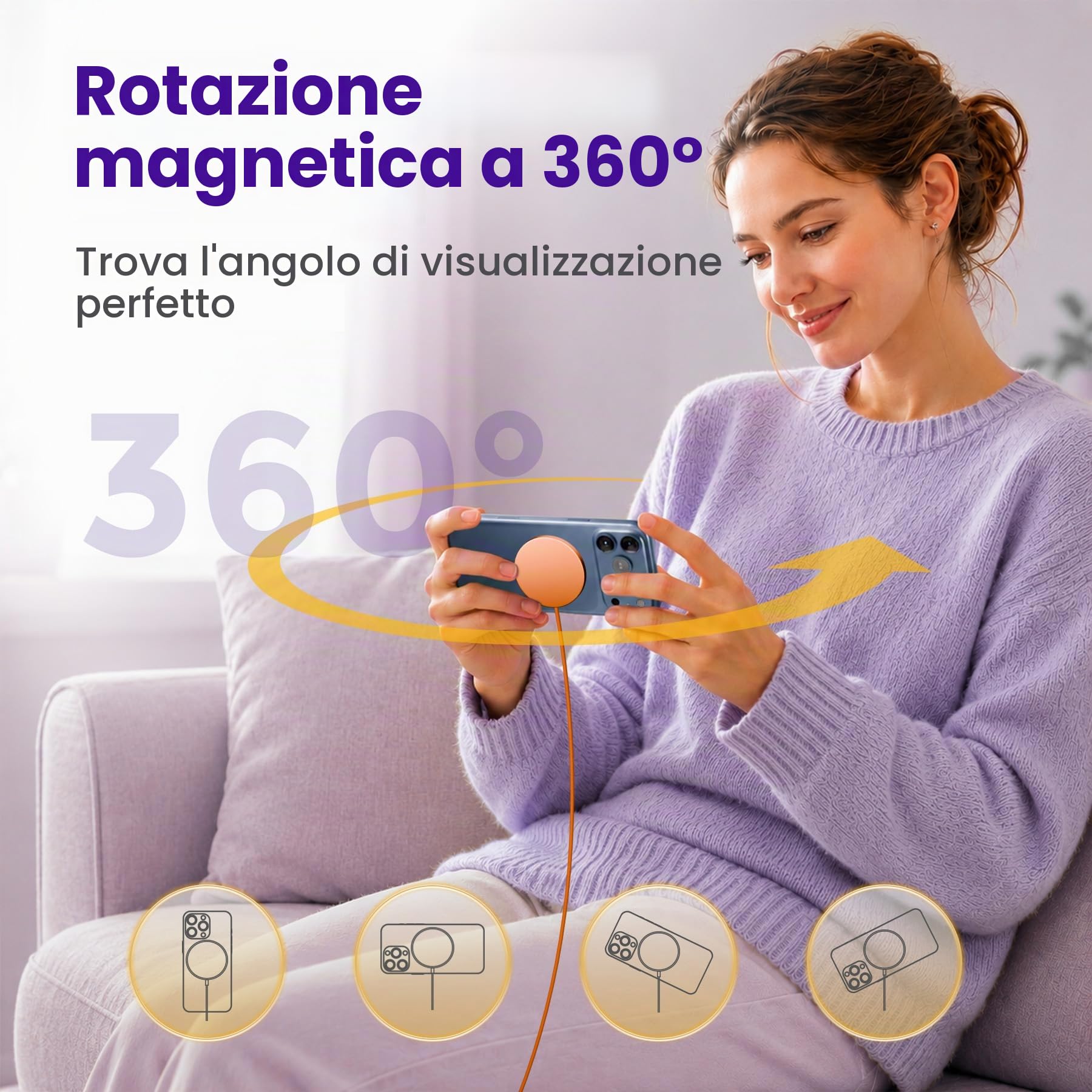 Caricatore Wireless Magnetico 15W, 3-Pack, Arancione