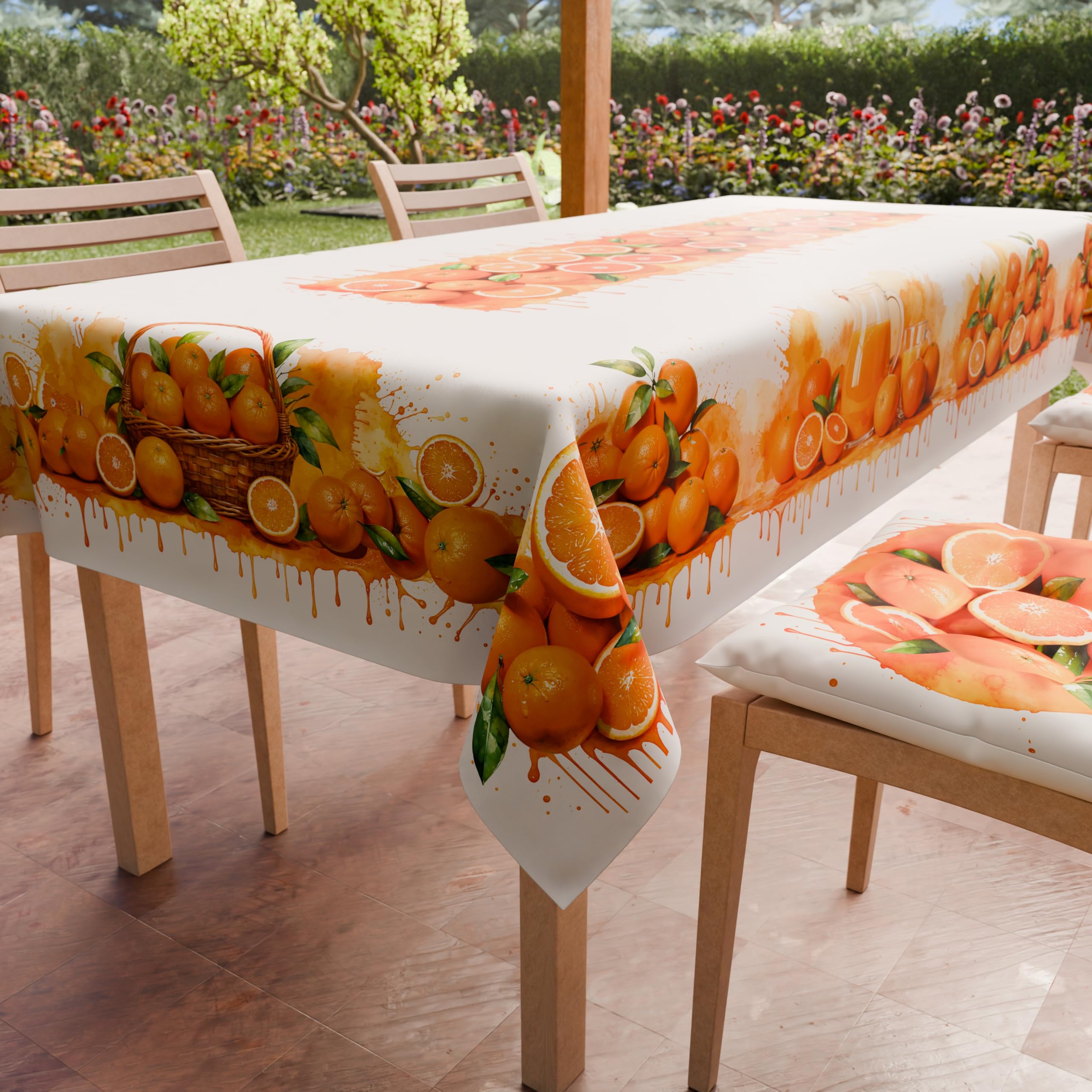 ABAKUHAUS Tovaglia Rettangolare Con Fantasia Di Mele, 140x200 Cm, Colori Crema, Marrone, Giallo, Verde - Tovaglia In Poliestere Per Cucina E Sala Da Pranzo, Antimacchia E Resistente - 4