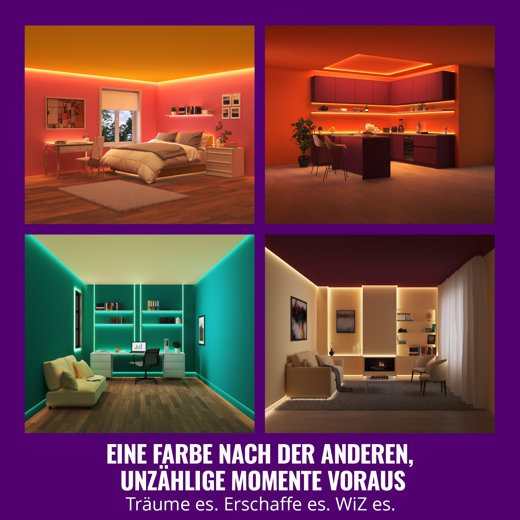 WiZ RGB LED Lightstrip - 30m, anpassbar, 16 Mio. Farben + Weißtöne, voreingestellte Lichtmodi, verbindet sich mit Ihrem WLAN, Sprach- / App-Steuerung, funktioniert mit Google Home, Alexa und HomeKit