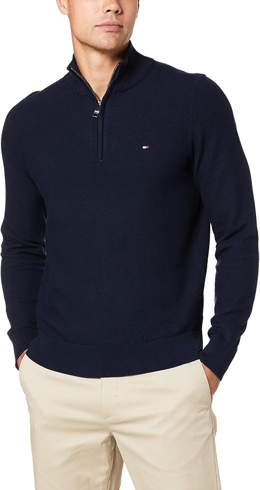 Tommy Hilfiger Hombre Jersey Fino con Cremallera estructurada, Azul, XL:  Amazon.es: Ropa