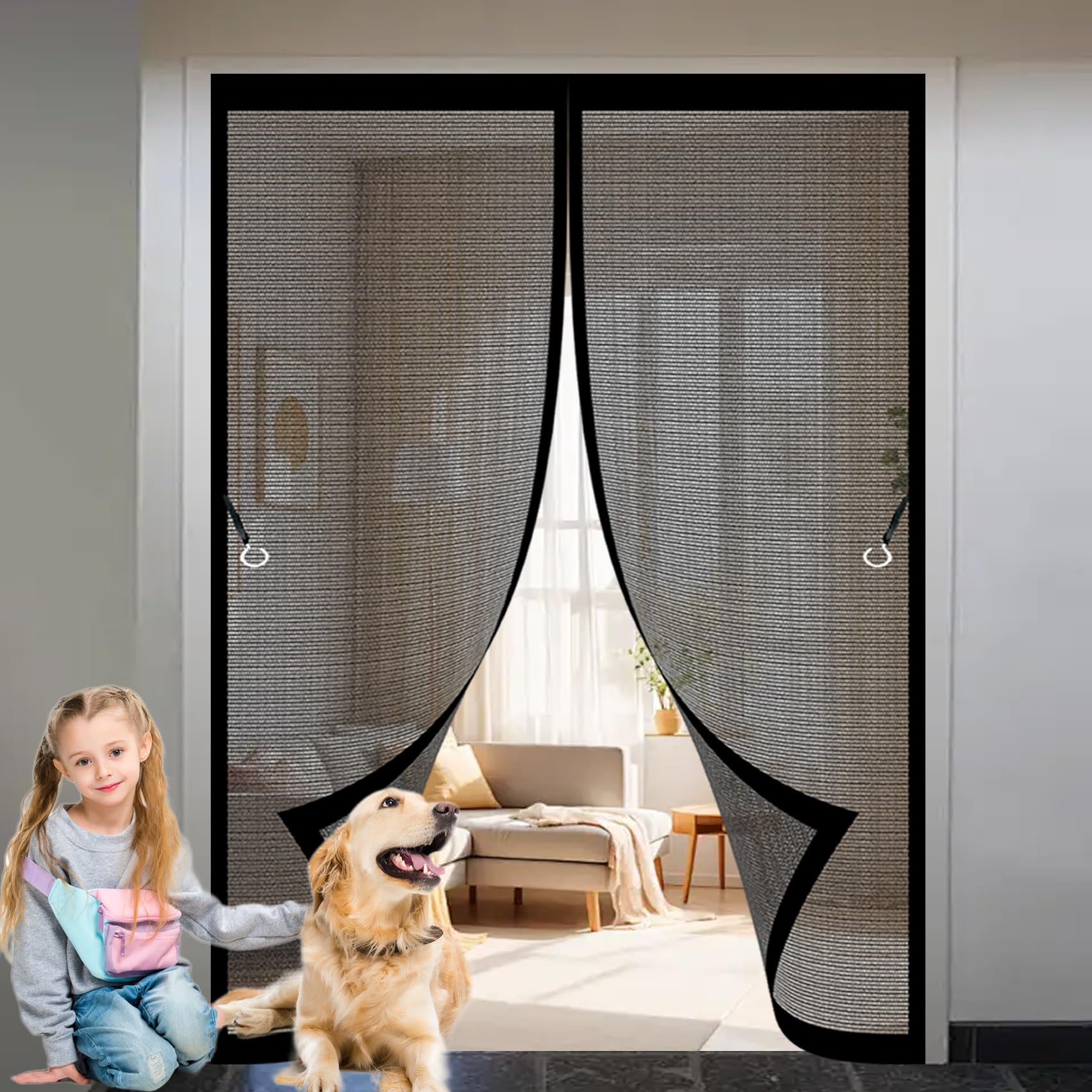 Moustiquaire porte magnétique 148x174 cm stop insectes fermeture auto
