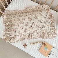 Vista 13 de BuLuTu Funda de almohada de muselina de algodón para niños pequeños, diseño de brotes, funda de almohada Shabby Chic con borde de volantes, funda