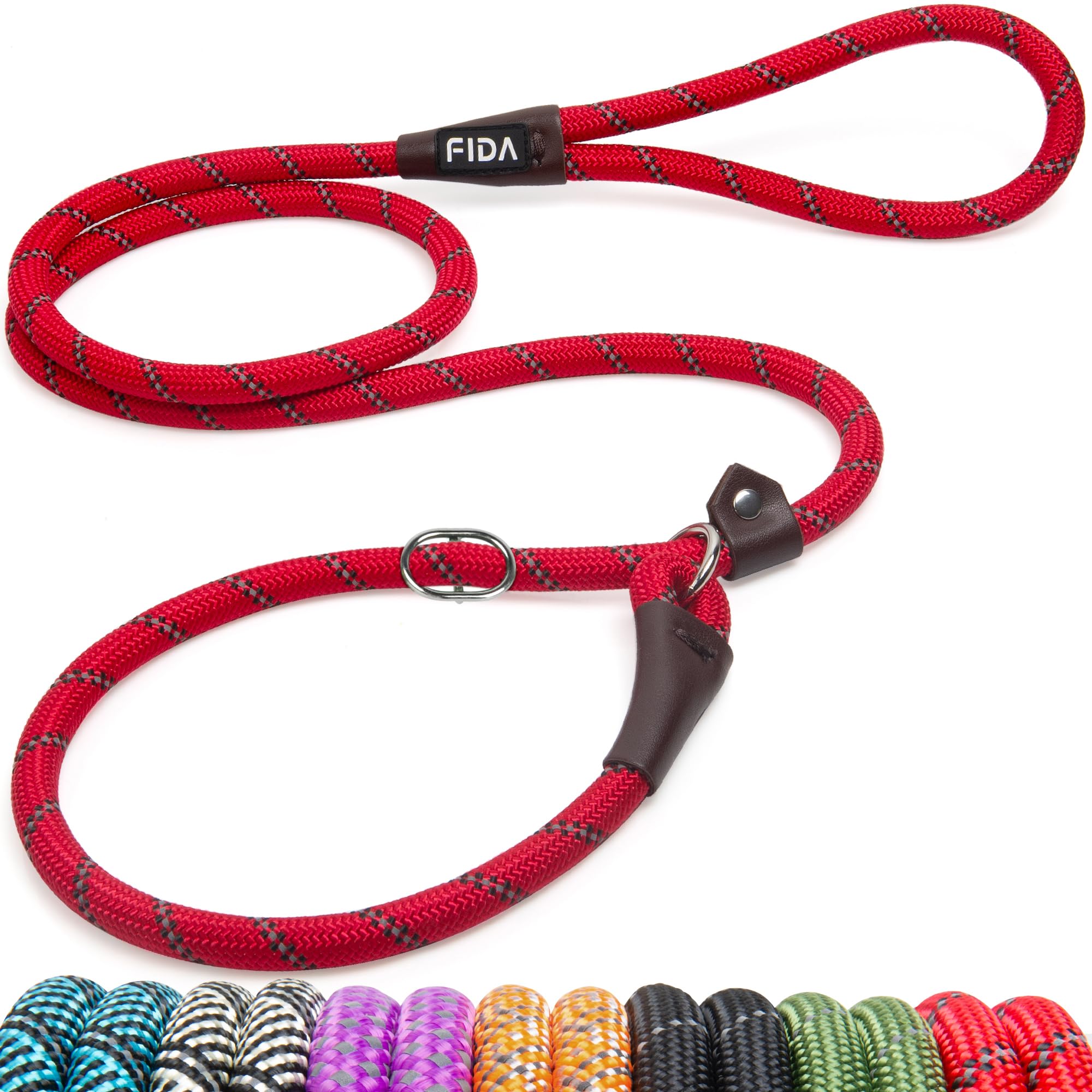Fida Laisse pour chiens | 1,8 m, taille unique, corde à enfiler, facile à enfiler, pas besoin de collier ou de harnais, corde d'escalade durable et résistante aux intempéries avec coutures