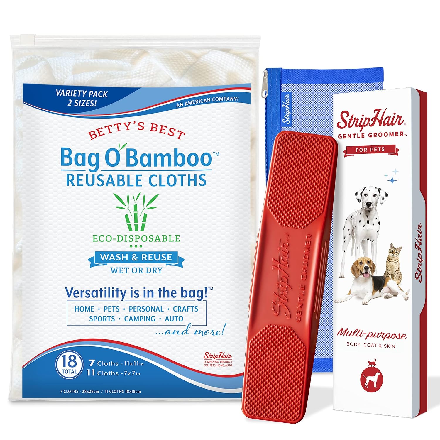 StripHair Pet & Home 3 Piece Kit, Dog Cat, Coat Grooming