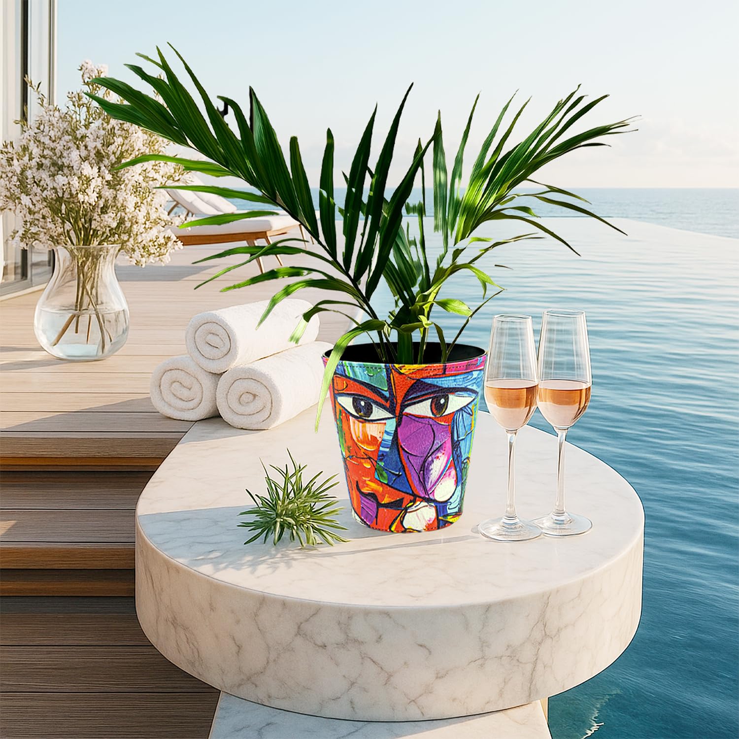 Septe Maison Deluxe – Vaso Decorativo da Interno ed Esterno in Ecopelle Lavabile – Design Moderno e Resistente – Ø18,5xH18 cm – Complemento d’Arredo Elegante per Casa e Giardino(Pablo)