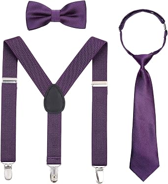 Kajeer Kids Suspender Bowtie Necktie Sets - Adjustable Elastic Classic Accessory Sets for 6 Months to 13 Year Old Boys Girls