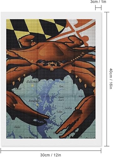 Miniatura 2 de Maryland Crab Square Full Drill Diamond Wall Art Kits for Adults Crystal Picture Home Decor