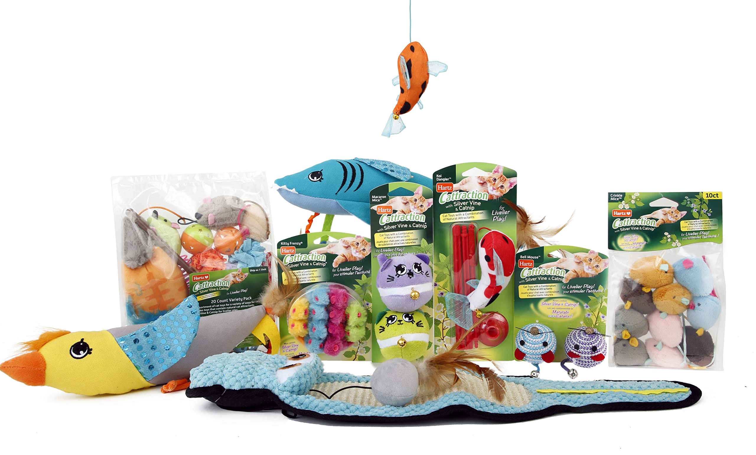 Hartz Cattraction Lot de 10 Souris froissées avec Vigne argentée et Herbe à Chat