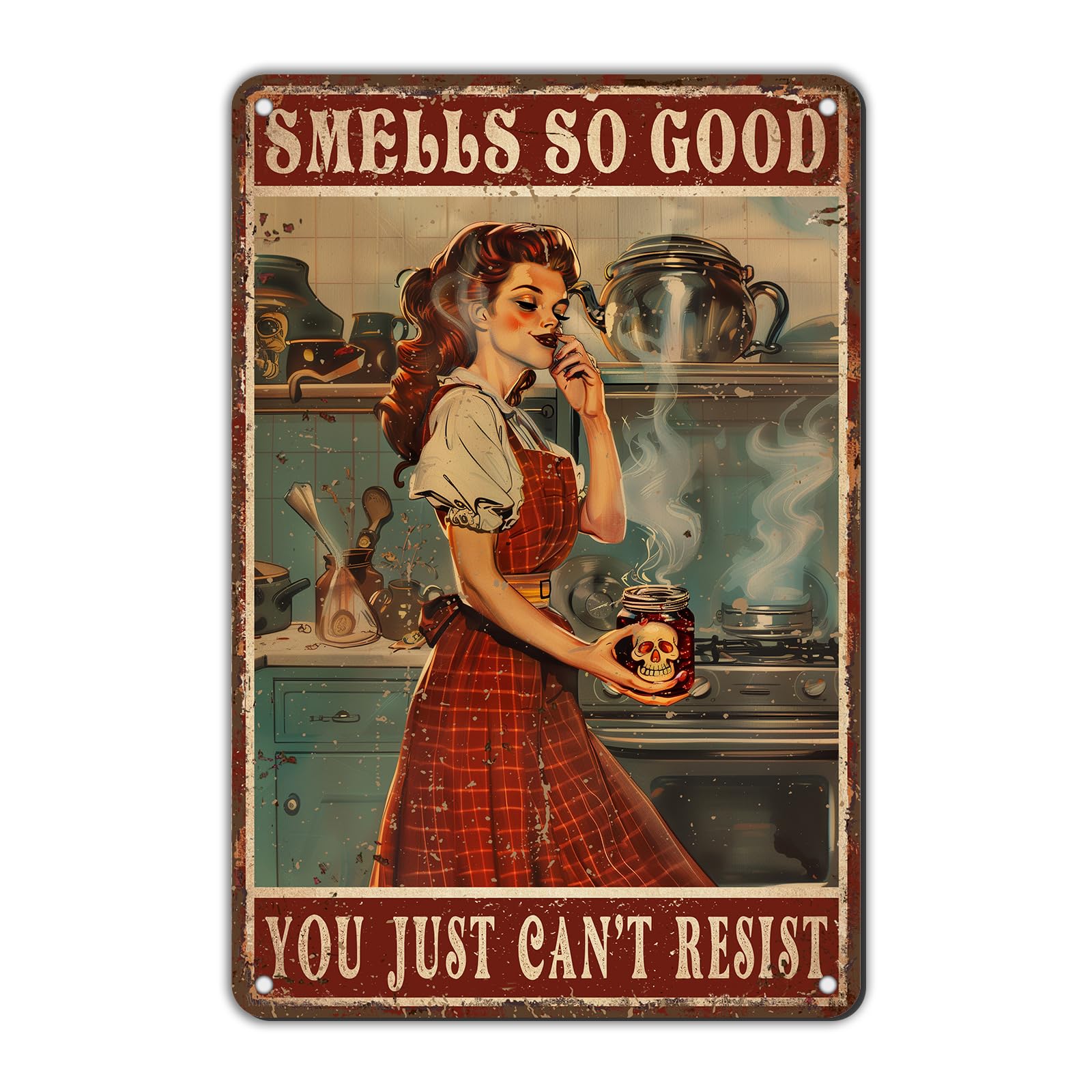 Anceky Tin Sign Vintage Women Smells So Good Metal Sign Wall Decor for Yard Farmhouse Outdoor Garden Fence 12×8 Inch
