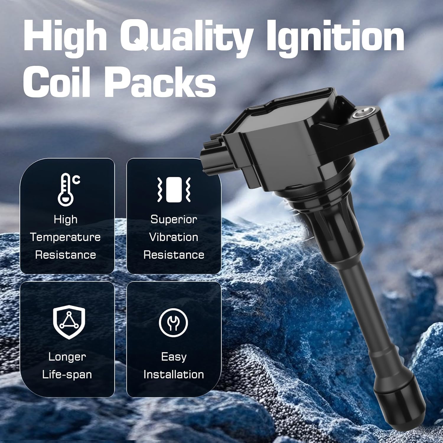 Set of 4 Ignition Coils Fits for 2.5 L4 2007 2008 2009 2010 2011 2012 Nissan Altima Sentra Rogue Versa Infiniti FX50 QX60 Coil Packs 2.5L 2.0L 1.8L Replaces UF549 GN10241 C1696 5C1753