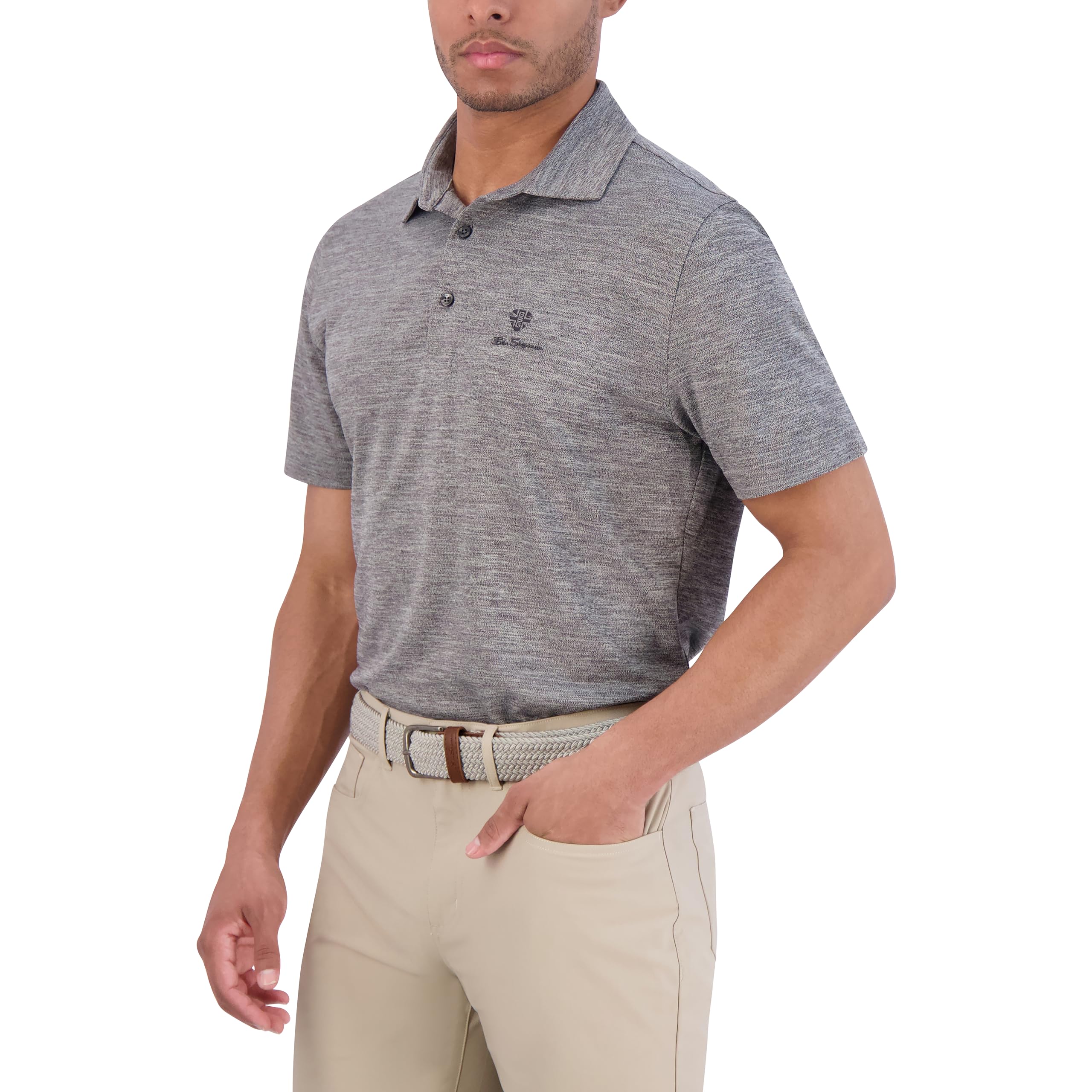 Ben Sherman Short Sleeve Yarn Dye Heather Polo Top Polo chiné à Manches Courtes Homme (Lot de 1)