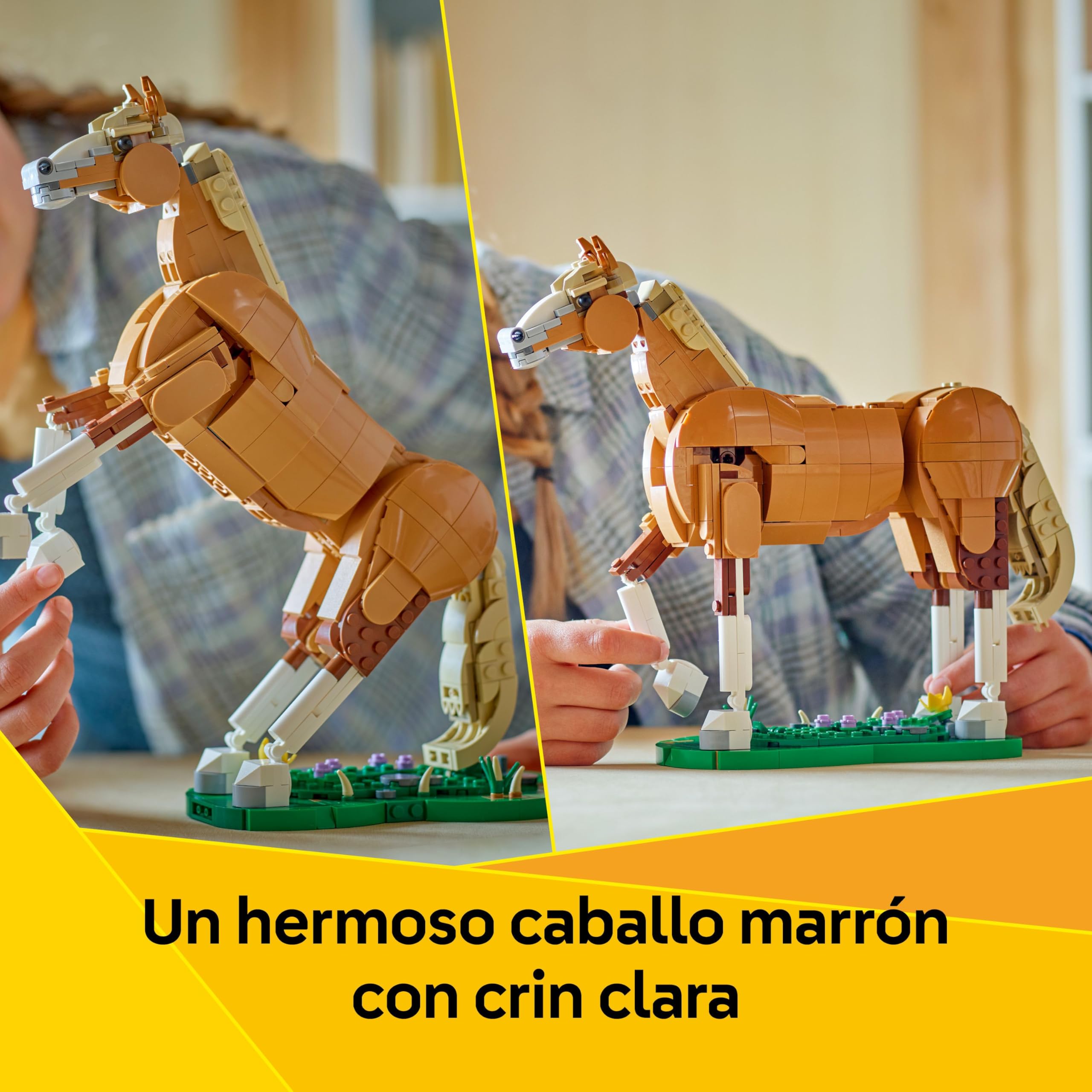 LEGO Creator 3 en 1 Caballo Noble de Juguete - Set con Animables Transformables en Oso o en Figura Articulada de Ciervo - Regalo para Niñas y Niños de 9+ Años - Decoración del Dormitorio 31166