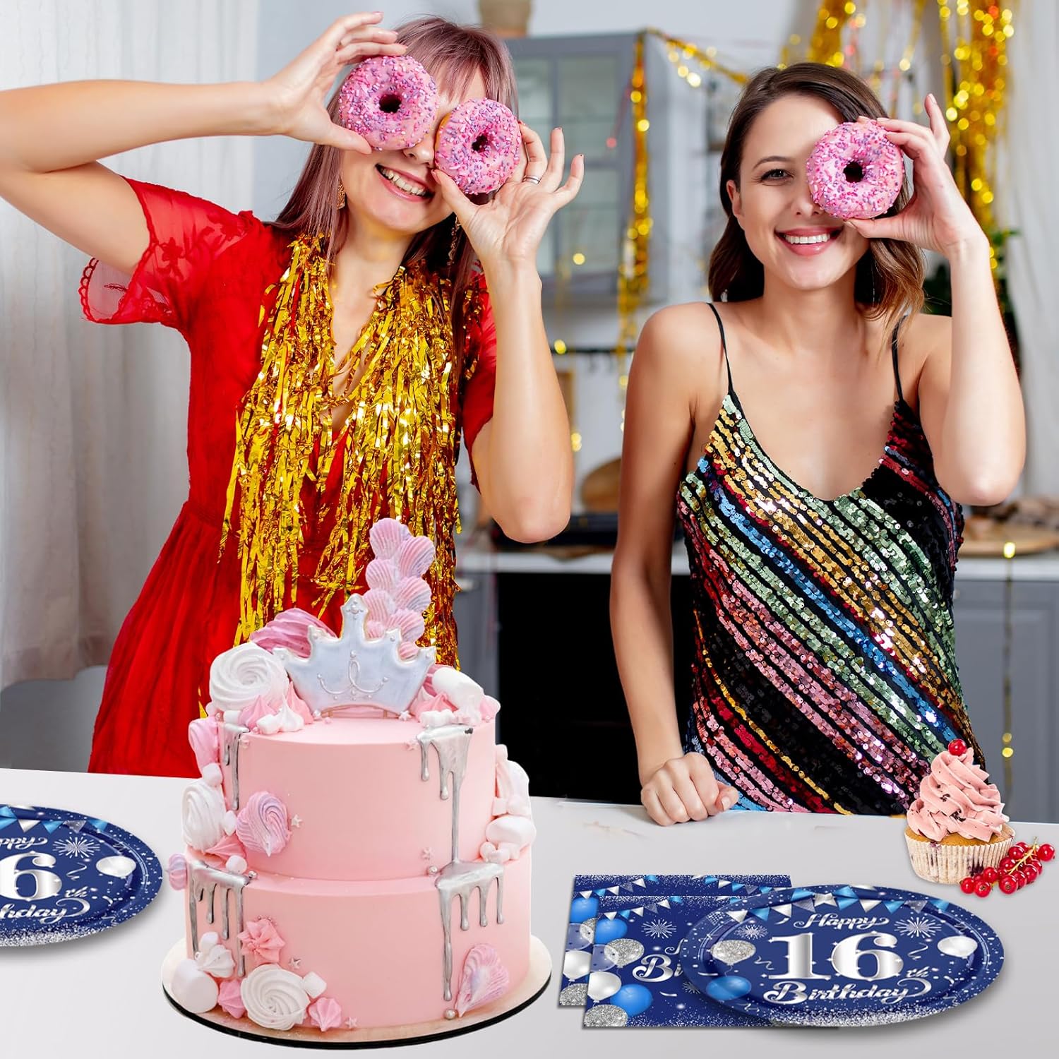 16th Birthday Decorations for Boys16th Birthday Party Tableware Set 16 Years Old Birthday Party Dessert Plates Napkins Blue and Silver Happy 16th Birthday Party Decorations Supplies for Boys Girls - Image 6