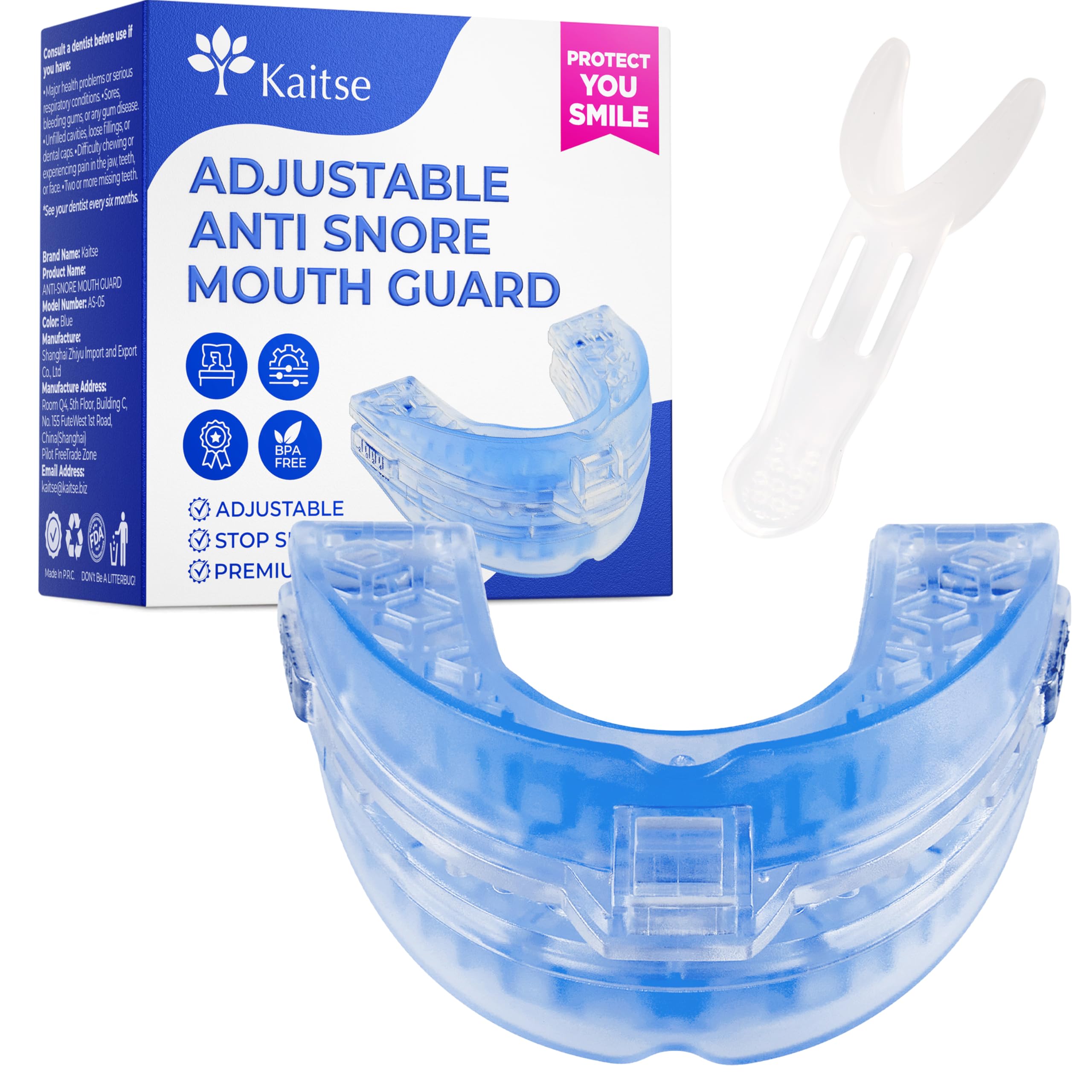 Anti Snoring Devices for Sleep: Adjustable Snoring Solution - Essentials for men obese snorers aged 20-45 - Medium size(Water Blue)