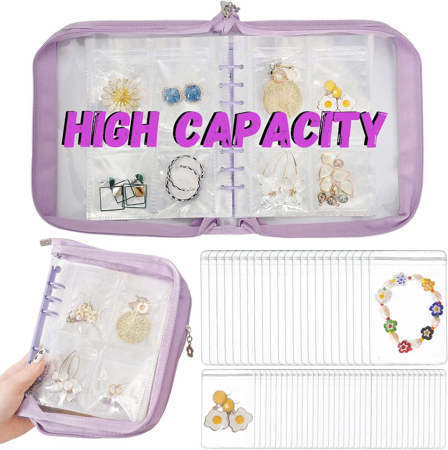 High Capacity Jewelry Organizer Travel Earring Organizer...