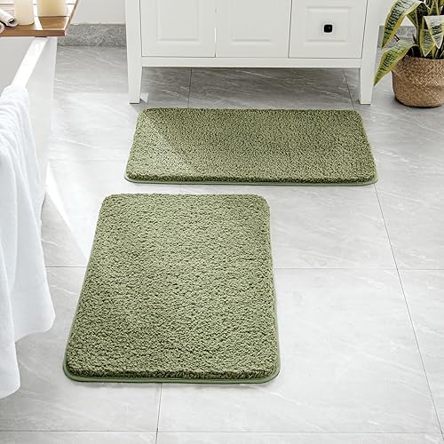 MIULEE - Juego de 2 tapetes de baño antideslizantes y peludos de microfibra de felpa suave, extragruesos y absorbentes, para bañera y ducha, lavable