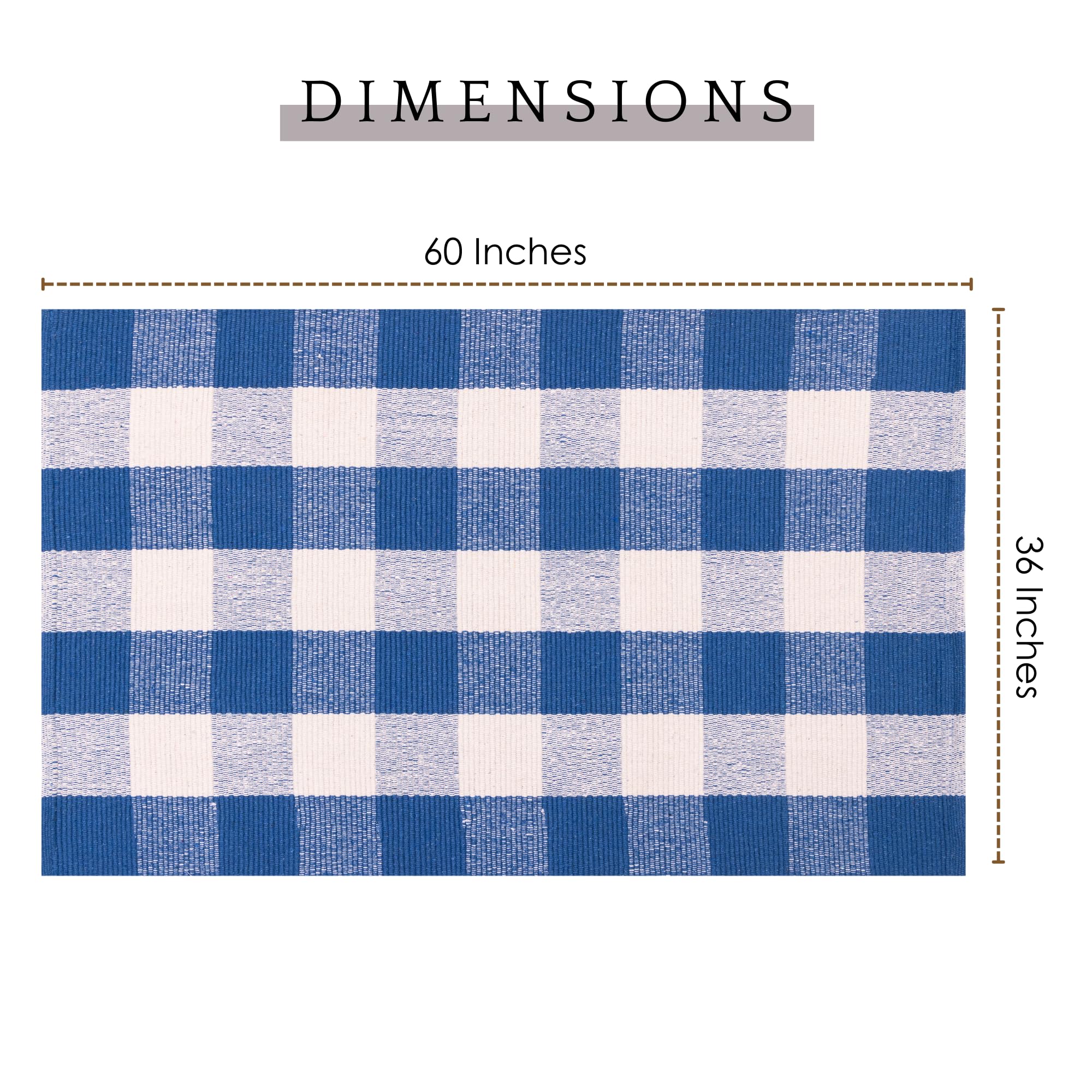 RAJRANG Bright Cobalt Blue White Checkered Rug - Image 2