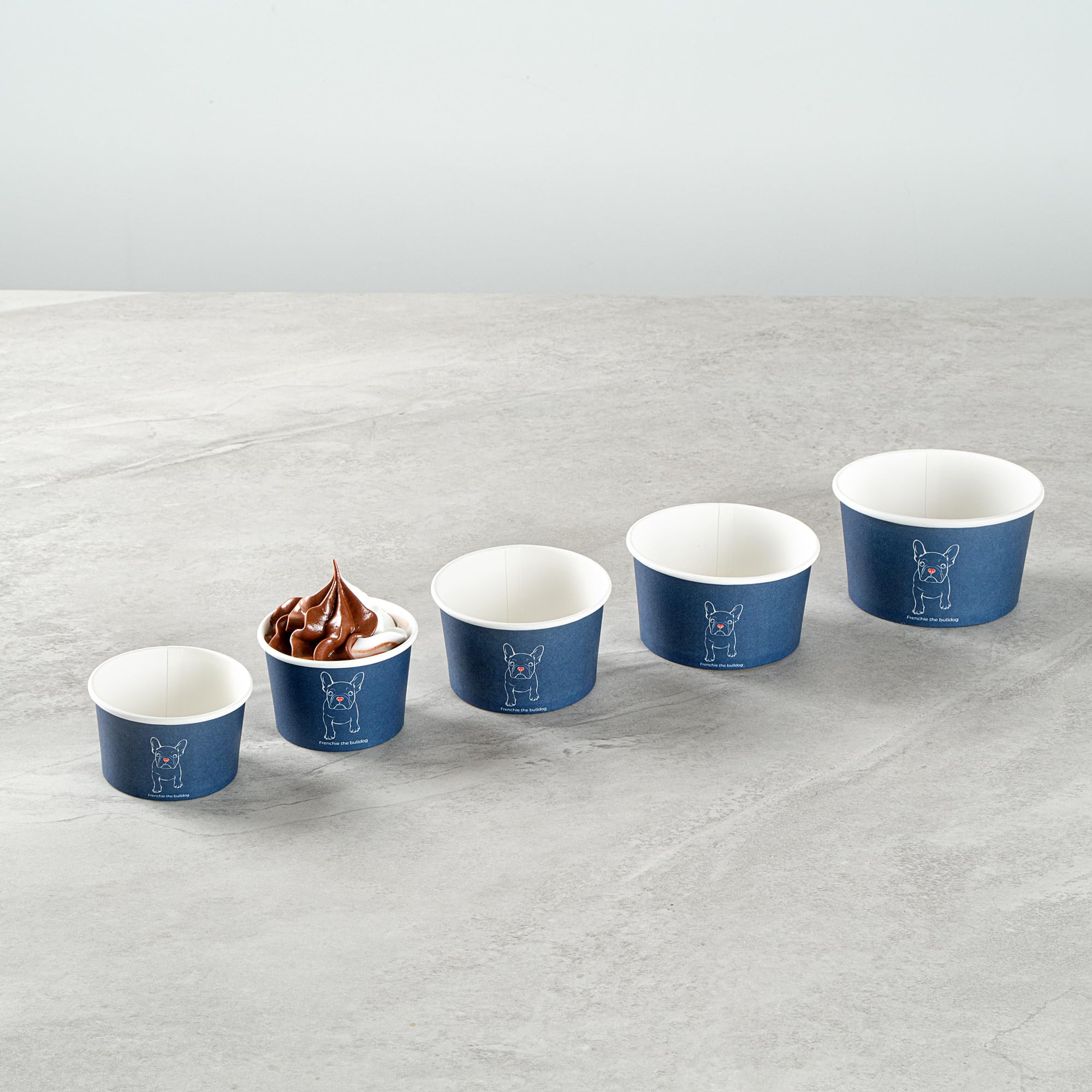 Restaurantware Coppetta - Vasos de postre de 4 onzas, 50 vasos desechables para helado, tapas se venden por separado, cuencos de papel francés para yogur congelado, para alimentos fríos y calientes