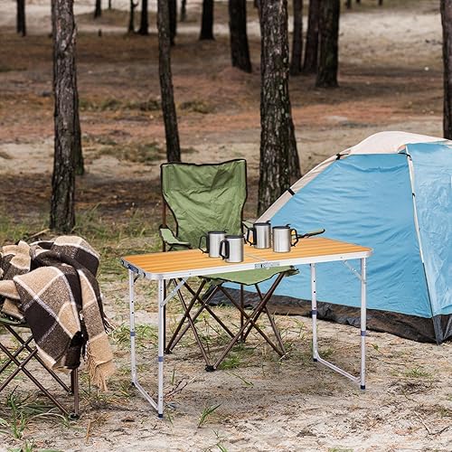 Vista 30 de Outvita Mesa de camping plegable portátil de 2.3 pies, mesa de picnic impermeable al aire libre, maleta ligera de aluminio, mesa plegable