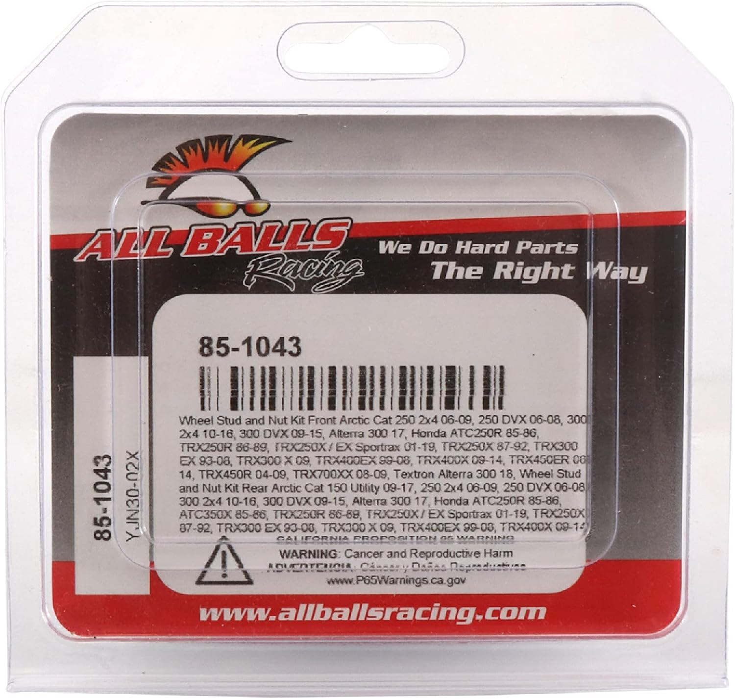 All Balls Racing 85-1043 Wheel Stud and Nut Kit Compatible with/Replacement For Arctic Cat 300 DVX 2009-2015, 300 Utility 2x4 2010-2016, 250 DVX 2006-2008, 250 2x4 2006-2008