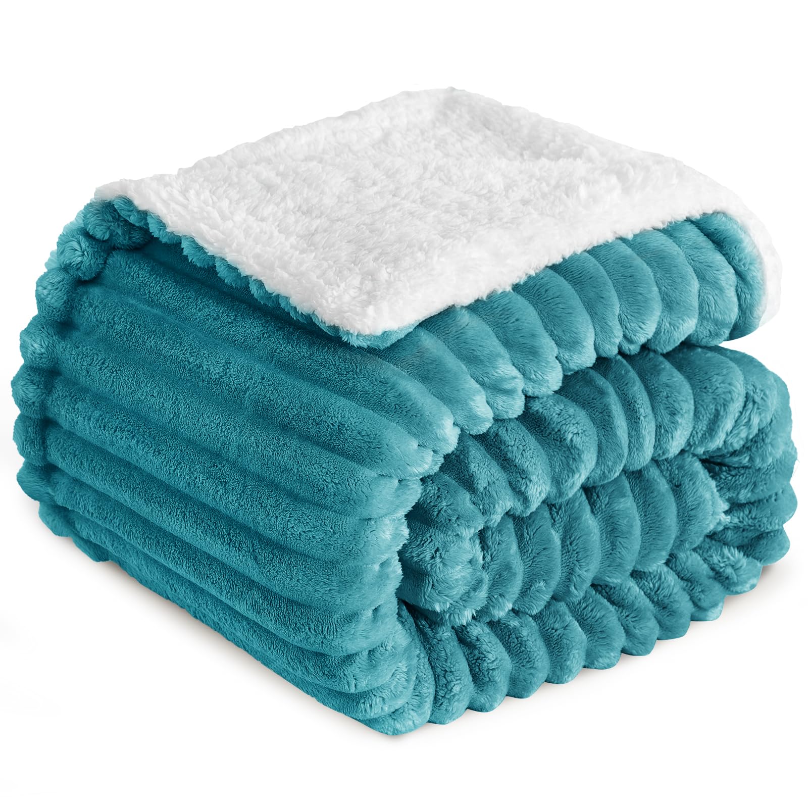 RUIKASI Sherpa Blanket Throw for Sofa Fleece Blanket, 130x150 cm Teal