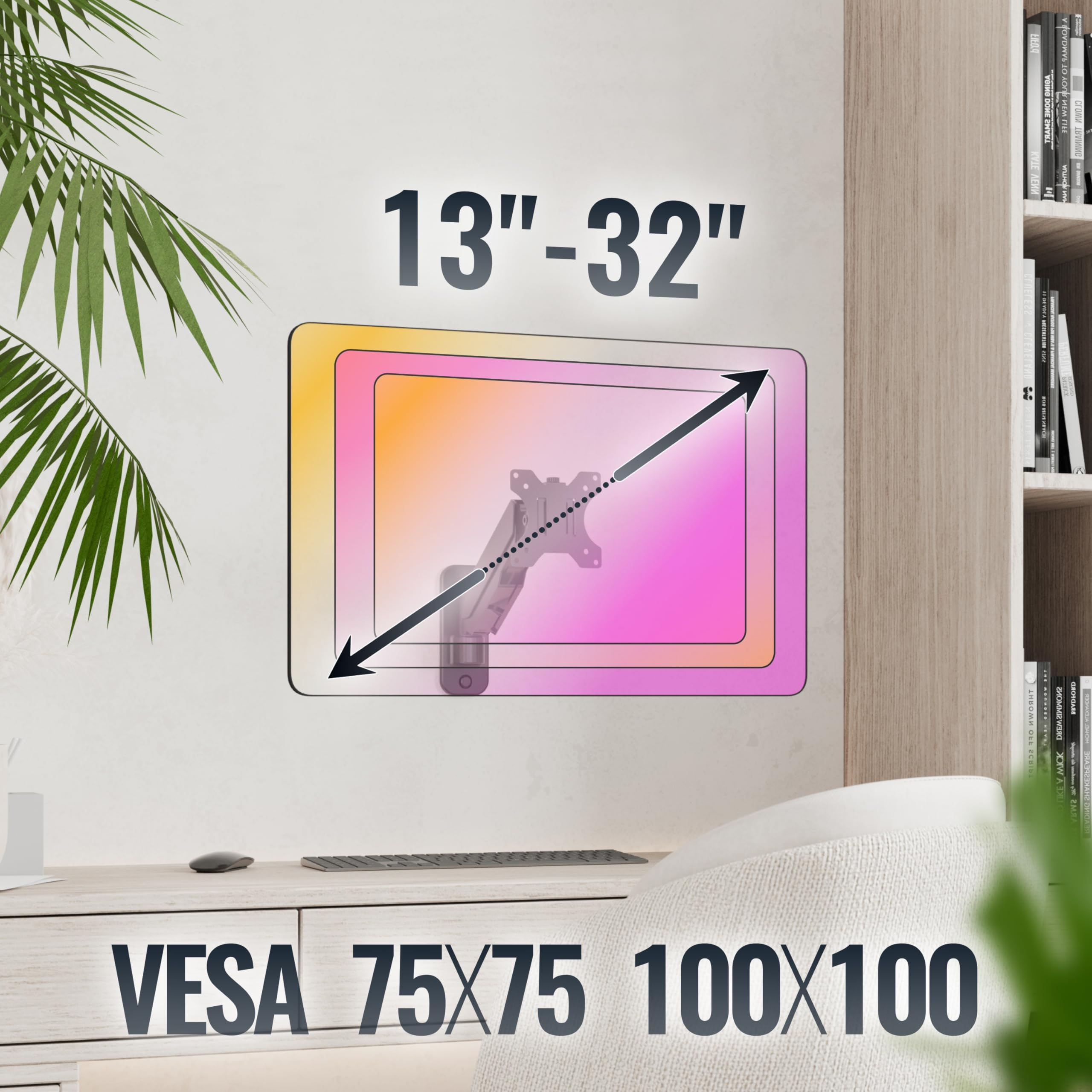 RICOO S4911 Supporto TV da parete Staffa TV 13-32 pollici per 13 32 pollici girevole inclinabile fino a 8 kg max VESA 100x100