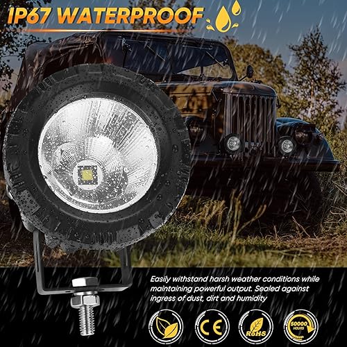 Miniatura 4 de 2 luces antiniebla de conducción redondas LED de 25 W 3.5 pulgadas 6000 K blanco súper brillante para Jeep, SUV, camión, camioneta, barco, ATV, UTV