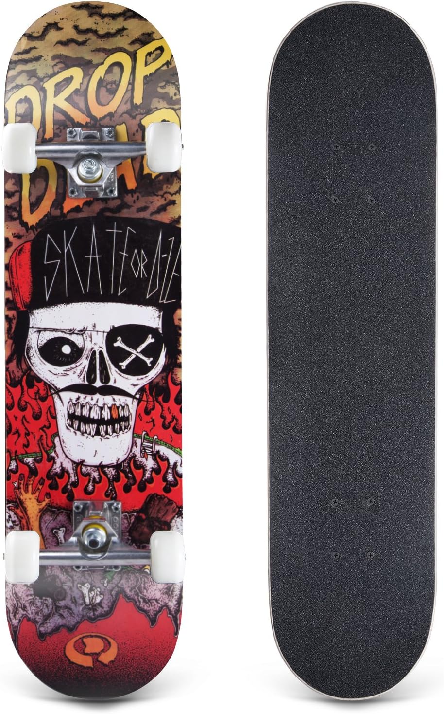 Bormart Skateboards 31 Inch Pro Complete Standard Skateboard 8 Layer Maple Skateboard Deck for Extreme Sports Outdoors Durable Skate Board for Beginners and Pro